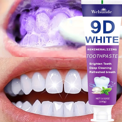 9D Purple Toothpaste, 100g/3.52oz - Deep Clean & Fresh Breath with Natural Pearl Essence for Dental Care, Refreshing Breath, Portable Travel-Friendly Formula, for Men & Women, suitable for daily use and travel