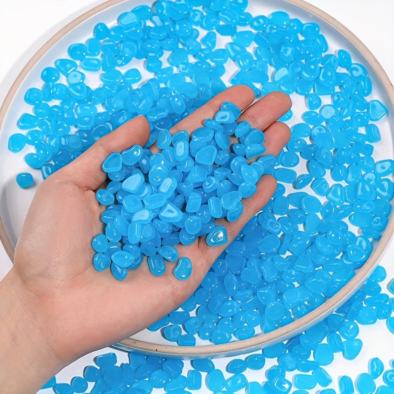 100pcs Glow-in-the-Dark Resin Mini Pebbles - Blue & Green Glowing Stones for DIY Crafts, Garden Pathways, Aquarium Decor, and Festive Outdoor Displays, Garden Decorations, Aquarium Ornaments, Festive Display Stones, Durable D