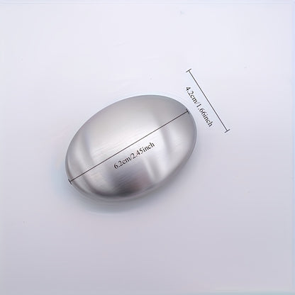 1pc Stainless Steel Oval Deodorant Soap, Odor Eliminator for Hand, Garlic, Fishy, Onion Smells, Kitchen Gadget - Essential Home Tool Without Detergent, Hand Deodorizing Soap|Smooth Texture Soap|Durable Kitchen Tool