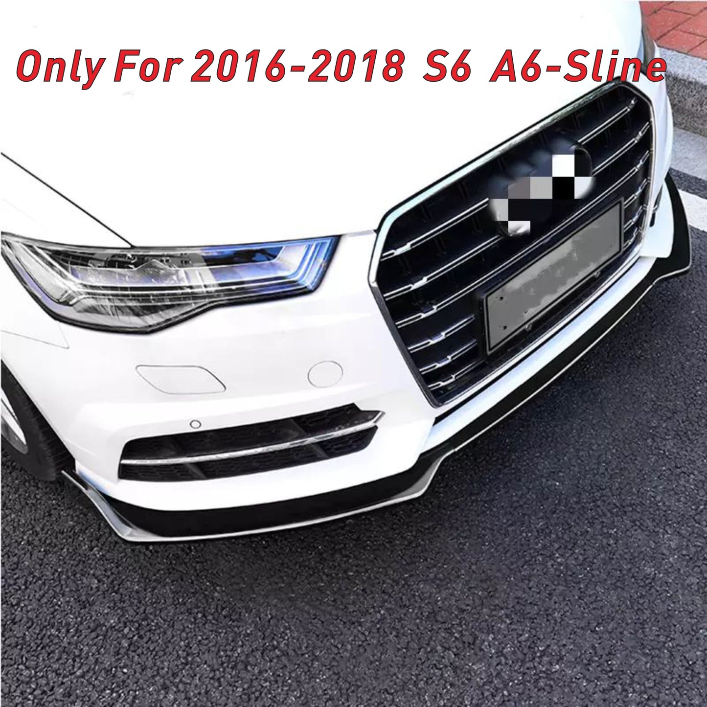 Gloss Black Front Lip Splitter for AUDI A6-S-Line/S6/C7-Facelift 2016-2018
