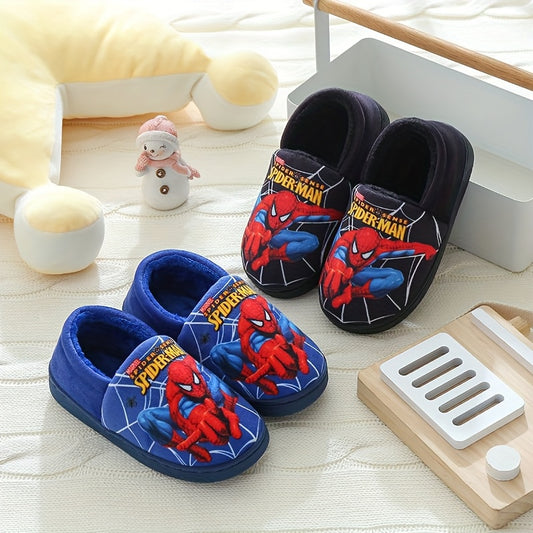 MARVEL Boys' Spider-Man Plush Slippers - Cozy Cartoon Design, Warm & Soft Fabric, Slip-On Indoor House Shoes for Youngsters, Youngsters, and Youngsters, Perfect for Fall/Winter, Youngsters'S Indoor Shoes | Cartoon Character S