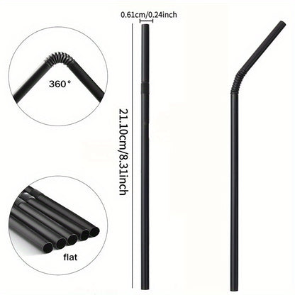 100pcs thickened and durable straws, bendable, food-safe, suitable for smoothies, boba, bubble milk tea and tropical beverages, perfect for home use and parties. Bendable beverage straws, decorative drinking straws, straw cup