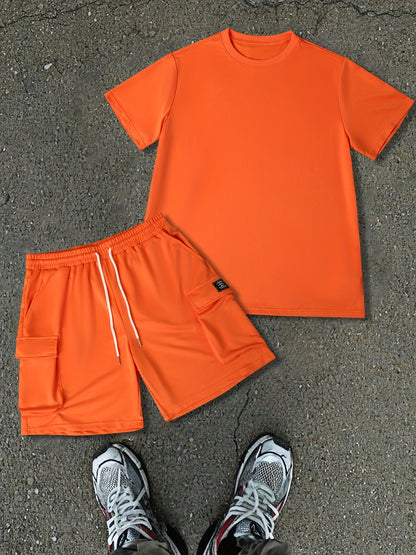 Men'S New Trendy Lightweight and Comfortable T-Shirt 2pcs Set for Spring and Summer