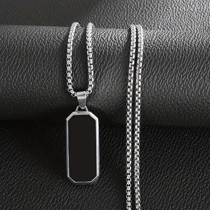 Elegant Men's Necklace with Sophisticated Black Drip Oil Pendant - Unique Geometric Design, Perfect for Every Occasion, Elegant Necklace
