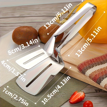 Stainless Steel BBQ Tongs for Fish and Meat, Multifunctional Grilling, Pancake, and Bread Holder with Non-Slip Grip, Suitable for Korean BBQ, Fried Fish, etc., Essential Kitchen Item | Modern Kitchen Tongs | Stainless Steel S