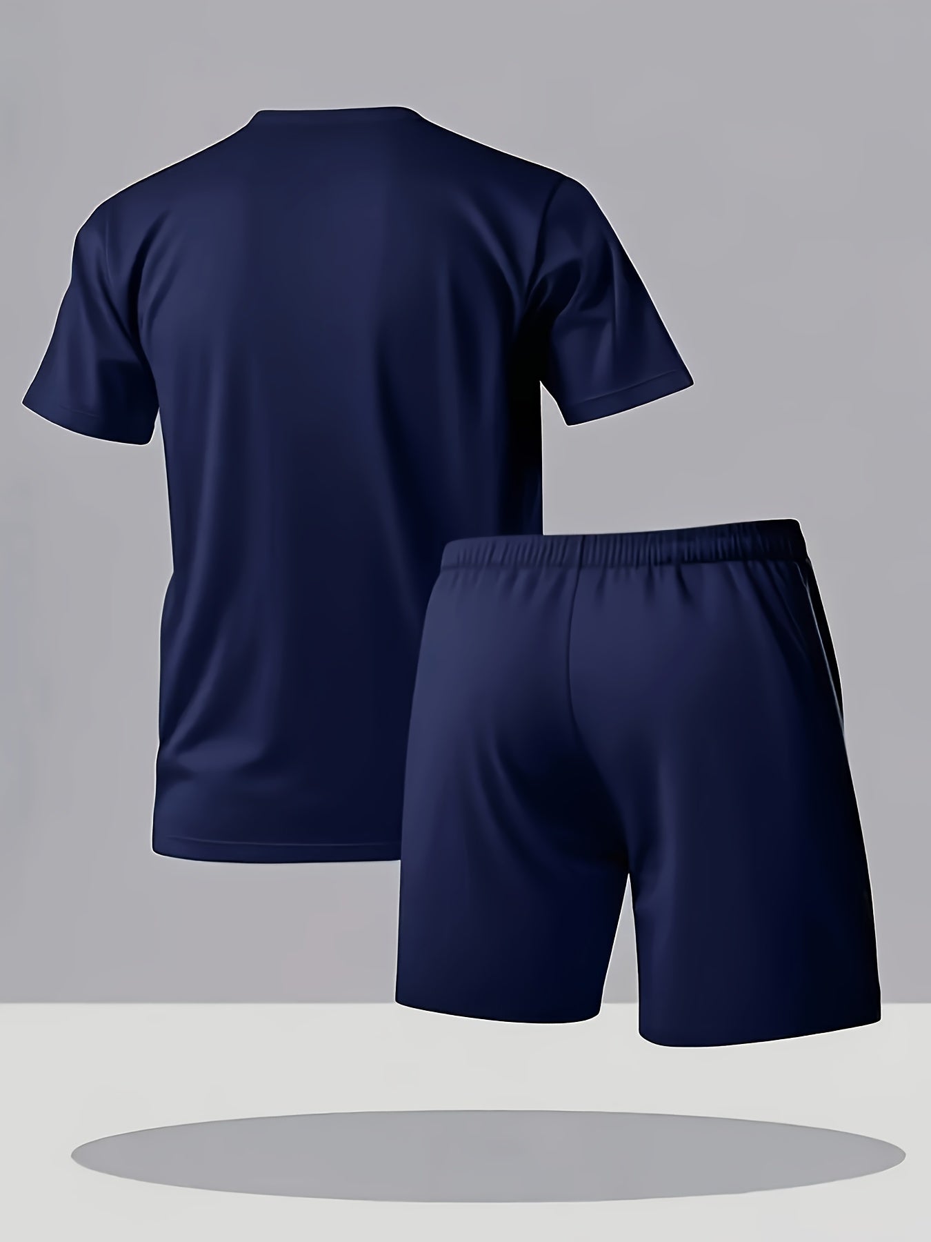 Summer Men's Casual Sport Short Sleeve T-Shirt and Shorts Set, Knitted Polyester Fabric, Comfortable Breathable, Suitable for Outdoor Jogging Running Fitness, KARL KANI Letter Print Design - 2pcs