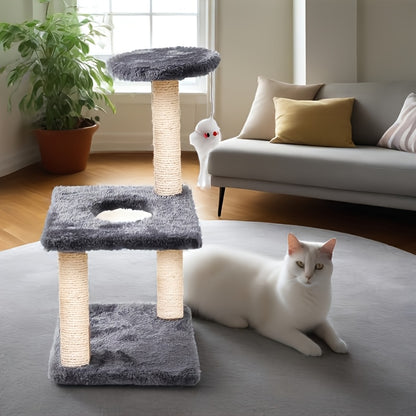 Multi-Level Cat Tree Tower with Scratching Posts, Condo & Swing - Durable Cardboard Cat Furniture with Plush Cushions, Space-Saving Design for Indoor Cats, Easy Assembly, Cat Climbing Tower, Pet Activity Center, Modern Pet Fu