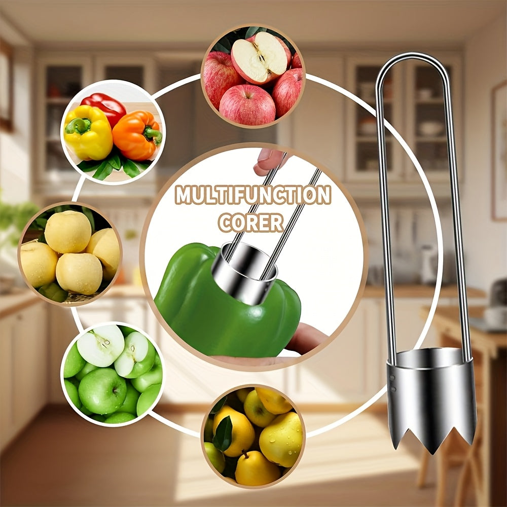 1pc Stainless Steel Fruit and Vegetable Corer, Seed Remover for Red Bell Peppers, Apples, Pears, Tomatoes, Peppers - Durable and Easy-to-Use Kitchen Tool, Seed Removal Tool | Modern Kitchen Gadget | Durable Kitchen Tool, Vege