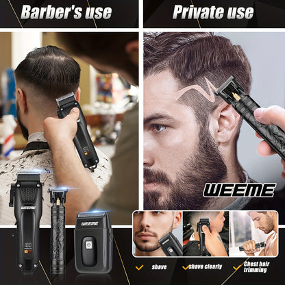 WEEME 3pcs Premium Men's Grooming Set Professional Hair Clipper Kit with Cordless Shaver Beard Trimmer LCD Display & USB Fast Charge Ideal Gift for Father's Day/Birthday/Anniversary (for Dad/Husband/Groom)