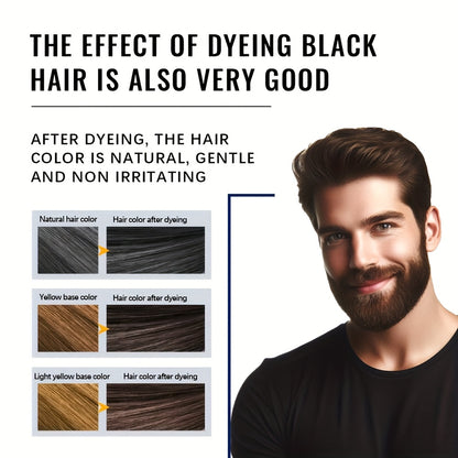 200ml Beard Hair Dye Shampoo for Men, Semi-permanent Hair Dye Shampoo 2in 1 Care Hair Dye to Cover Gray Beard And Hair, Available in Black and Brown
