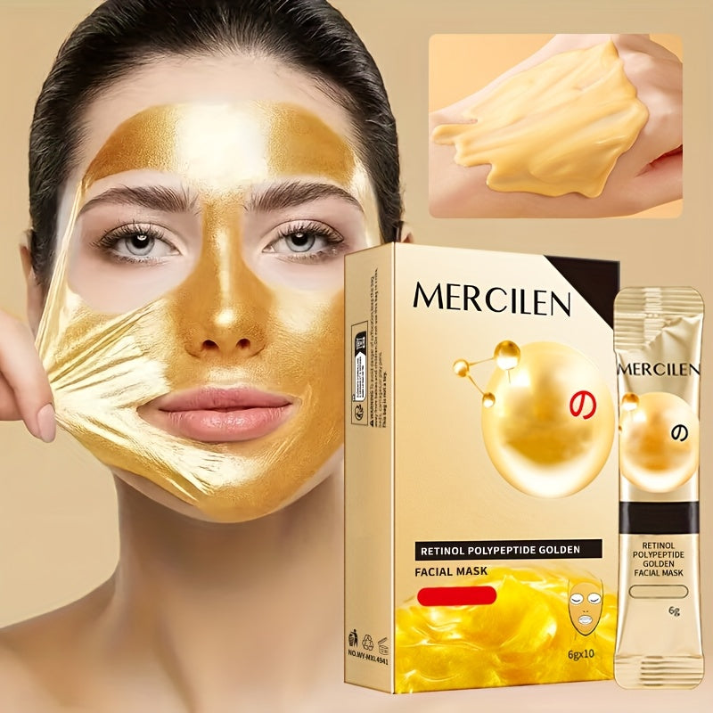 Retinol Polypeptide Tear Mask Makeup Primer 6gx10 pack, containing retinol, hyaluronic acid deep cleaning, moisturizing and firming, brightening to make Light Beige look younger, suitable for all Light Beige types, essential