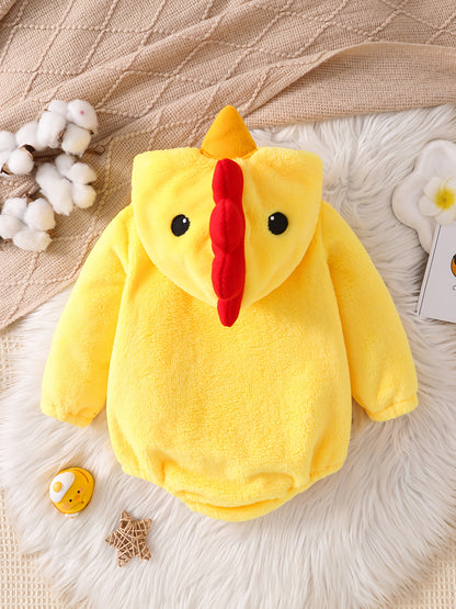 Soft and Warm Little Yellow Chick Onesie - Easy to Wear, Perfect for Little Ones, Cute Animal Design with Red Comb & Yellow Feather, Soft Fleece Material, Perfect for Cozy Outings, Adorable Outfit, Playful Wear, Comfortable W