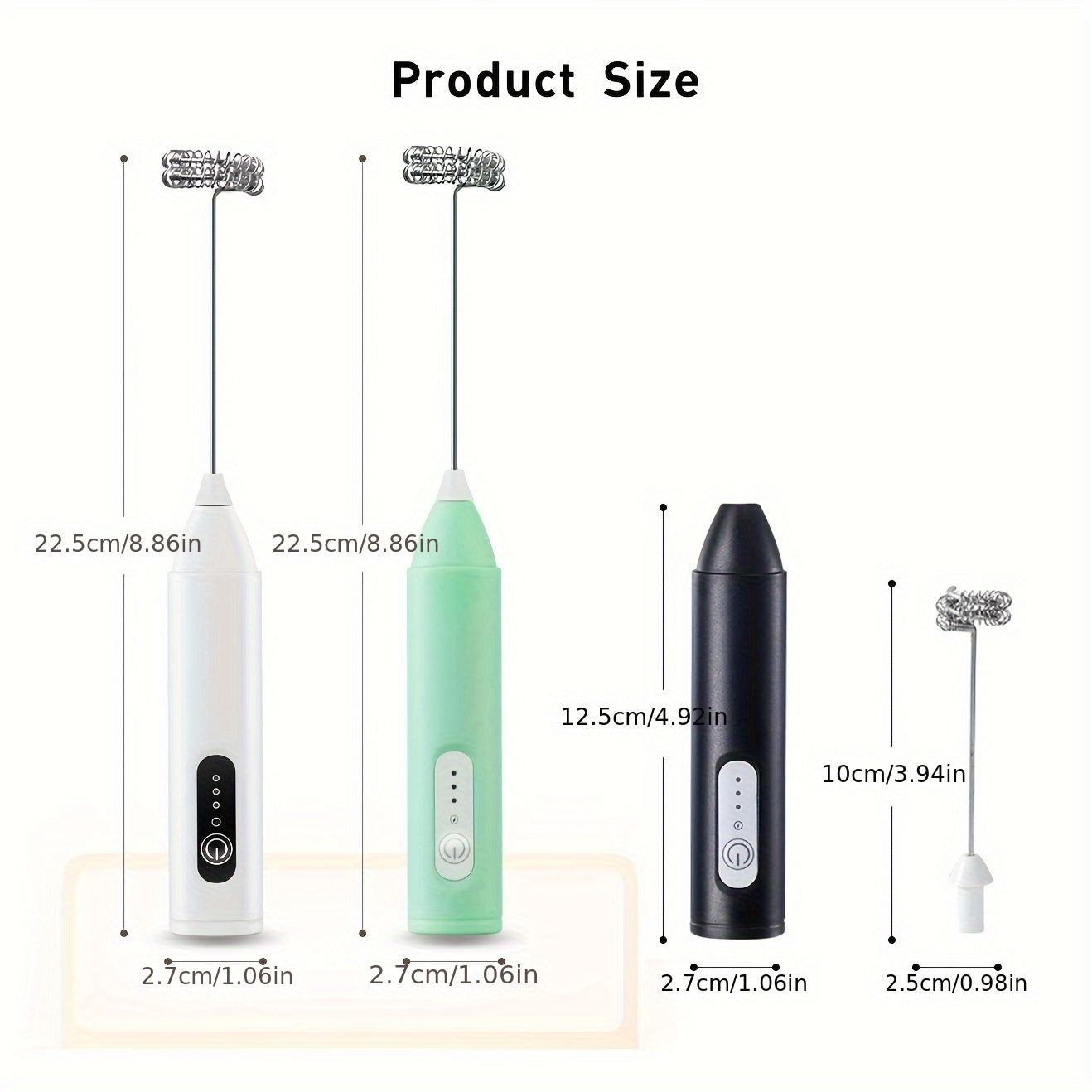 Electric Milk Frother Handheld USB Rechargeable Coffee Frother with Stainless Whisks, 3 Speed Adjustable Foam Maker for Coffee, Latte, Cappuccino, Hot Chocolate, Matcha, Egg