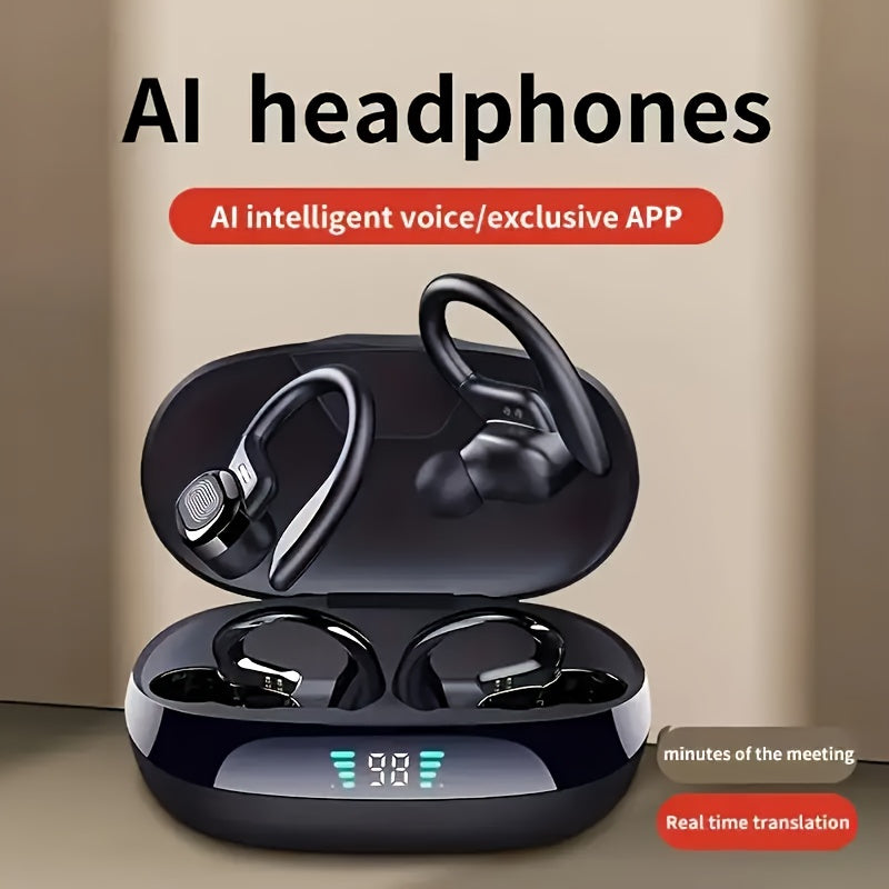 Smart Wireless Headphones with AI Translation Capabilities - Supports Multiple Languages, Offers Real-Time Translation, And Can Record Meetings - Ideal for Travel, Business, And Professional Use.