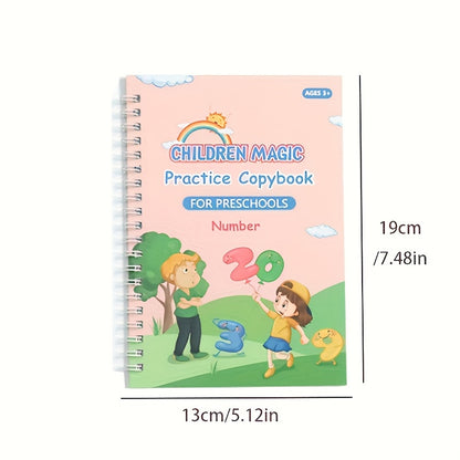 Groove Practice, Groove Magic Workbook Set (4 Books + 1 Pen + 5 Refills + 1 Pen Grip) Educational Workbooks, Vocabulary Cards - Reusable, Perfect Christmas, Thanksgiving, etc. 16 Festival Gifts