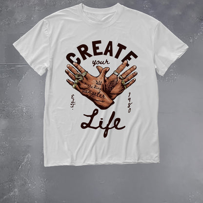 graphic print drop shoulder t-shirt, short sleeve crew neck casual top for spring & summer, Women's clothing