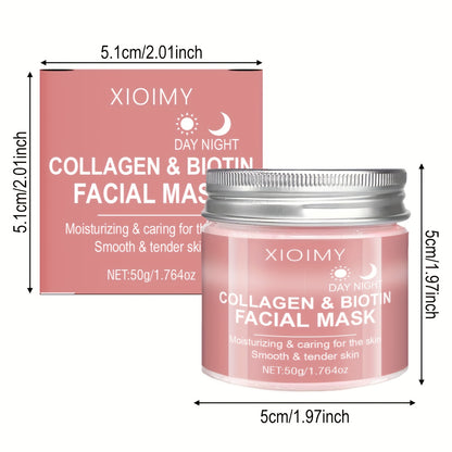 XIOIMY Collagen & Biotin Facial Mask - Hydrating Moisturizing Mask with Collagen Essence for All Light Beige Types, Hypoallergenic, Orange Scent, Daily & Nightly Use, Moisturizing Mask, Skincare, Smooth Texture, Antioxidant R