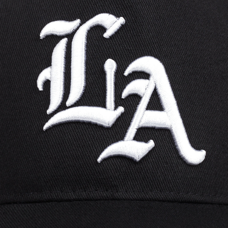 2025 New 'S Outdoor Sports Baseball Cap - Flat Top, Cool Bill Hip Hop Style, Polyester 100., Knit Fabric, Black with LA Logo, Cool Bill Style, Perfect for The Trendy Look of Hip Hop, Hip Hop Accessories