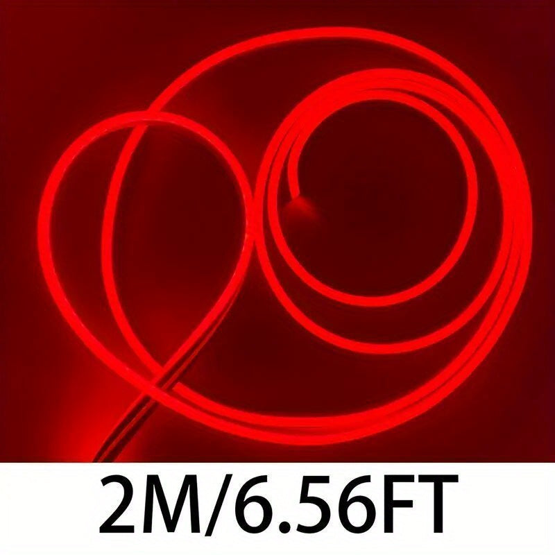 1pc, Car Modification Red LED Neon Light Strip with Button Control, Bendable and Cuttable