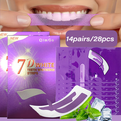 28pcs/14pairs 7D Purple Teeth Strips - Paraben-Free, Daily & Travel Use, Patches for Natural White Light Beige, Easy Apply &, Daily Teeth Care, Sleek Packaging, Parabenfree Material