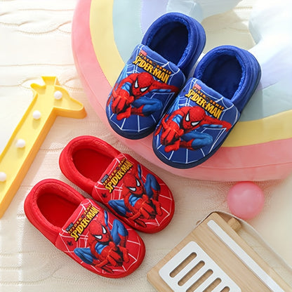 MARVEL Boys' Spider-Man Plush Slippers - Cozy Cartoon Design, Warm & Soft Fabric, Slip-On Indoor House Shoes for Youngsters, Youngsters, and Youngsters, Perfect for Fall/Winter, Youngsters'S Indoor Shoes | Cartoon Character S