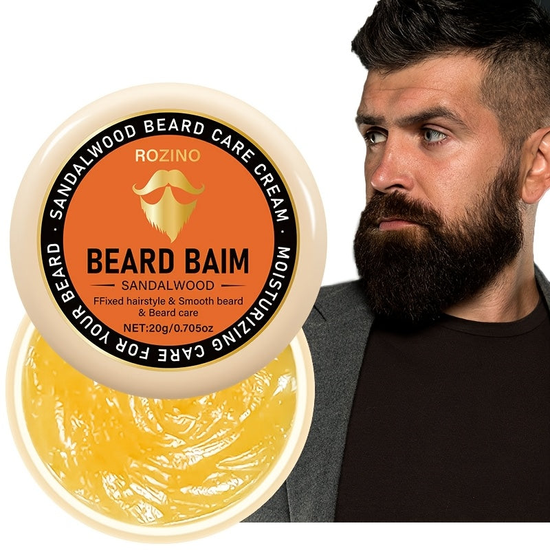 ROZINO Sandalwood Beard Care Cream, 20g - Hypoallergenic, Moisturizing & Gentle Cleansing for Men, Promotes Smooth, Shiny Beard