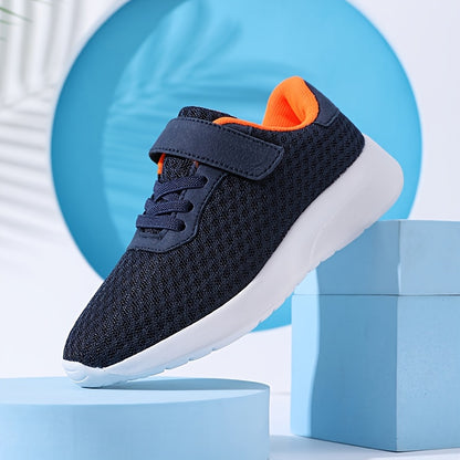 Youngsters' Breathable Mesh Sneakers with Closure - Lightweight EVA Sole, Black & Orange Accents, Low-Top Casual Sports Shoes for Boys & Girls, Spring Summer Fall Play & Daily Wear, Youngsters Sneakers, Youngsters'S Footwear,