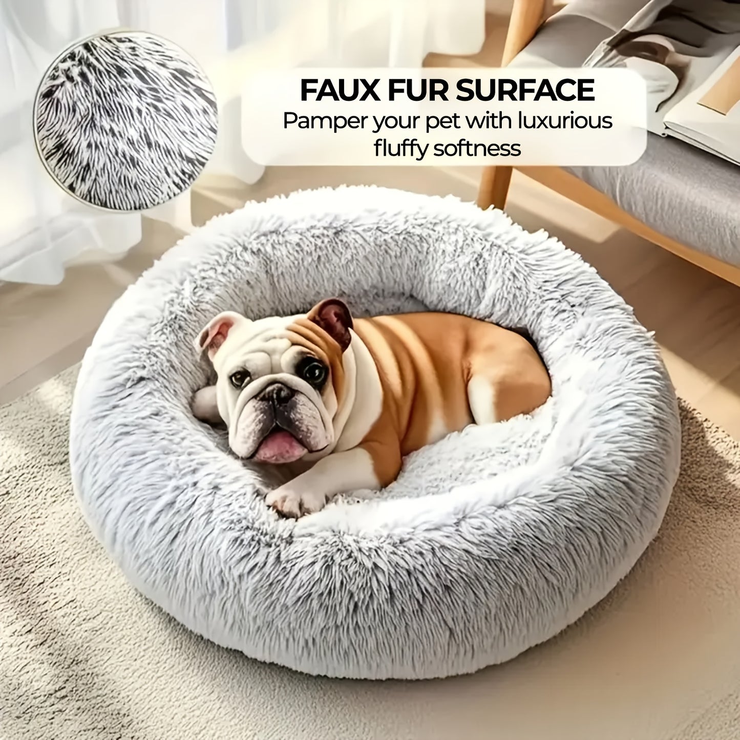 Extra Large Round Plush Dog Bed with Non-Slip Base - 40cm-100cm, Soft Faux Fur Pet Bed for Small, Medium & Large Dogs, Cozy Warmth, Perfect Halloween & Christmas Gift, Available in 6 Sizes, Dog Bed for Dogs, Cozy Pet Furnitur