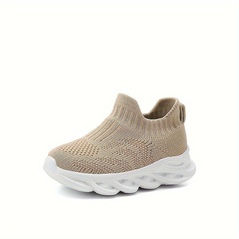 Boys & Girls Lightweight Breathable Slip- Shoes - Elastic Sock Design, Geometric Pattern, All-Season Low-Top Fabric Upper & EVA Sole for Outdoor Hiking, Casual Wear, Training - Ages 14 & Under