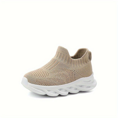 Boys & Girls Lightweight Breathable Slip- Shoes - Elastic Sock Design, Geometric Pattern, All-Season Low-Top Fabric Upper & EVA Sole for Outdoor Hiking, Casual Wear, Training - Ages 14 & Under