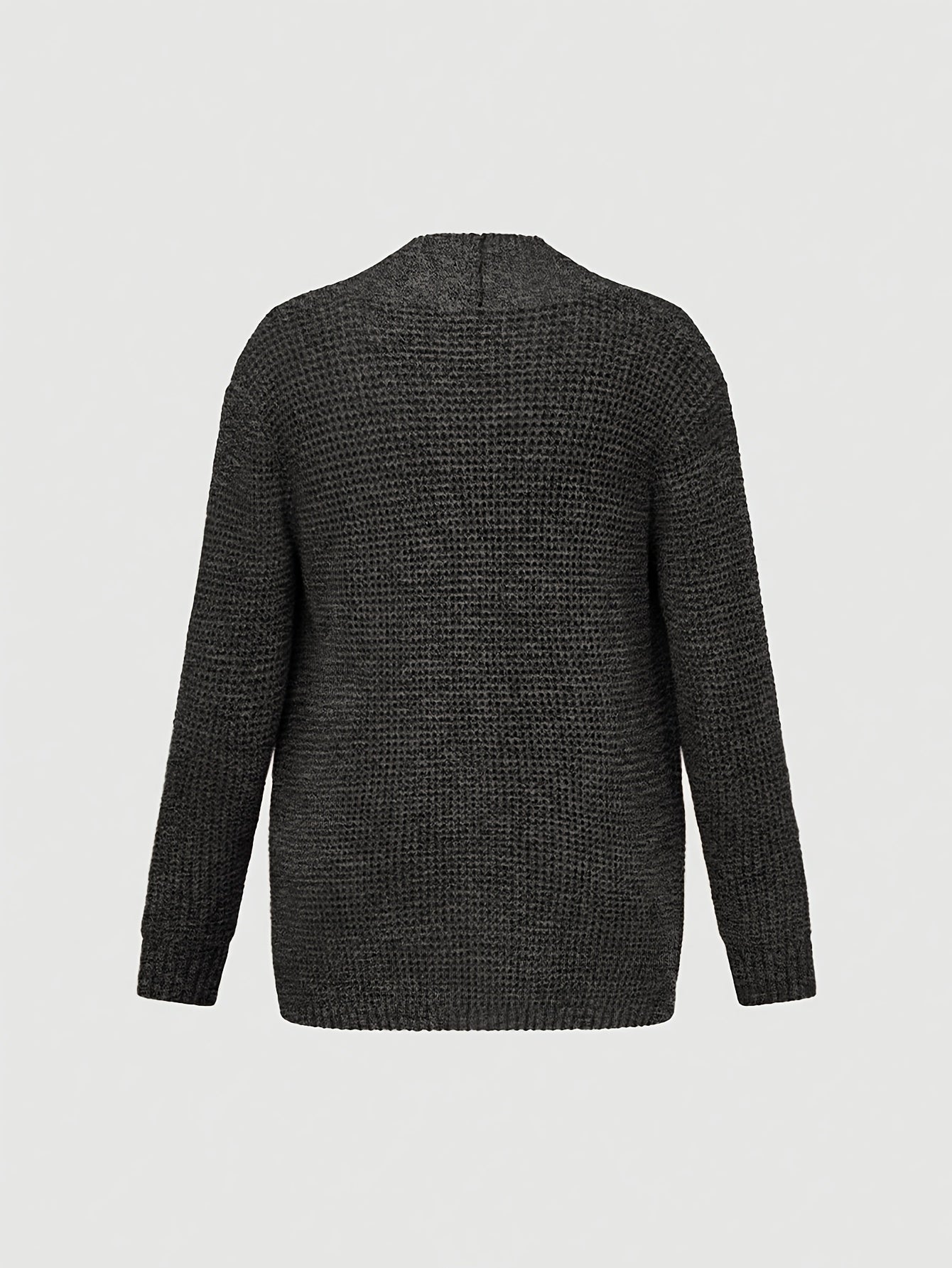 Men'S Casual Long Sleeve V-Neck Knit Cardigan - Loose Fit Solid Color Sweater with Pockets, Lightweight Acrylic for Fall/Winter, Versatile Layering Piece