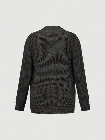 Men'S Casual Long Sleeve V-Neck Knit Cardigan - Loose Fit Solid Color Sweater with Pockets, Lightweight Acrylic for Fall/Winter, Versatile Layering Piece