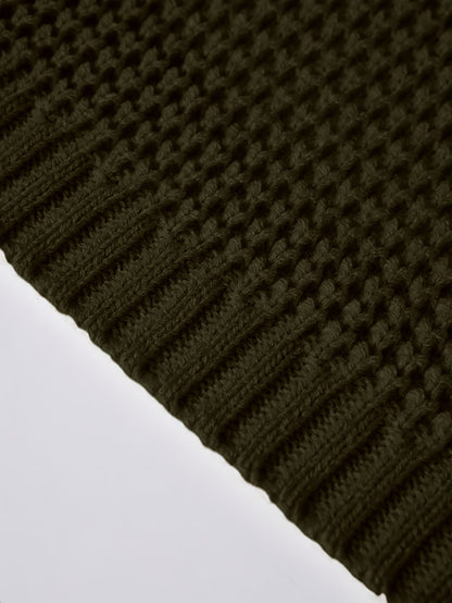 Men'S Casual Long Sleeve V-Neck Knit Cardigan - Loose Fit Solid Color Sweater with Pockets, Lightweight Acrylic for Fall/Winter, Versatile Layering Piece