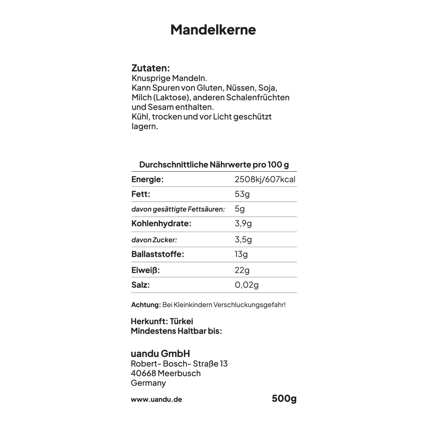 Almonds - Natural - 500g - 1000g