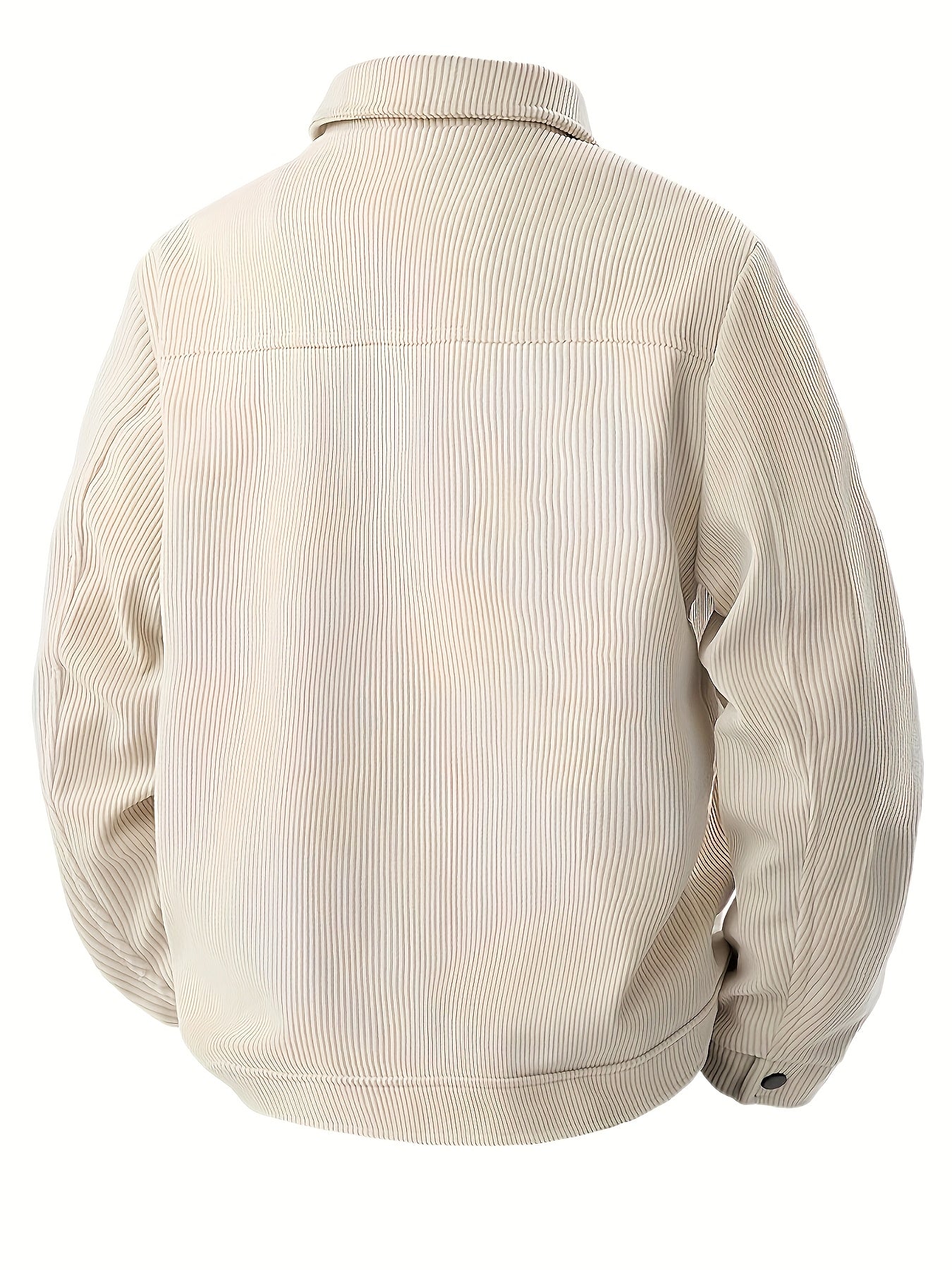 Men'S Plus Size Corduroy Bomber Jacket - Casual Workwear with Snap Buttons, Flap Pockets, and Polyester Lining - Machine Washable, Autumn & Spring Fashion, Casual Outerwear | Casual Jacket | Polyester Lining Jacket