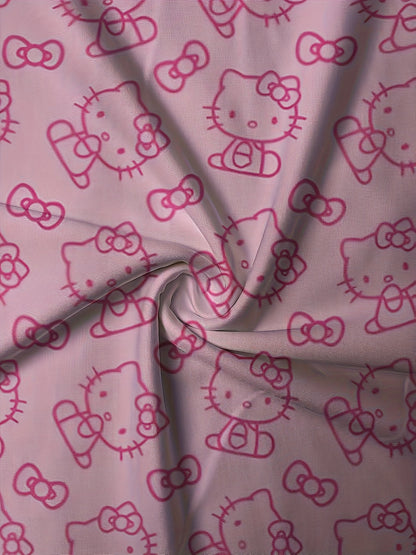 Kids' Short Sleeve T-Shirt - Cute Pink for Hello Kitty Cartoon Pattern, 3D Digital Print, Suitable for Outdoor | Casual | Sports | Home, Comfortable Sliky Fiber Fabric Fabric