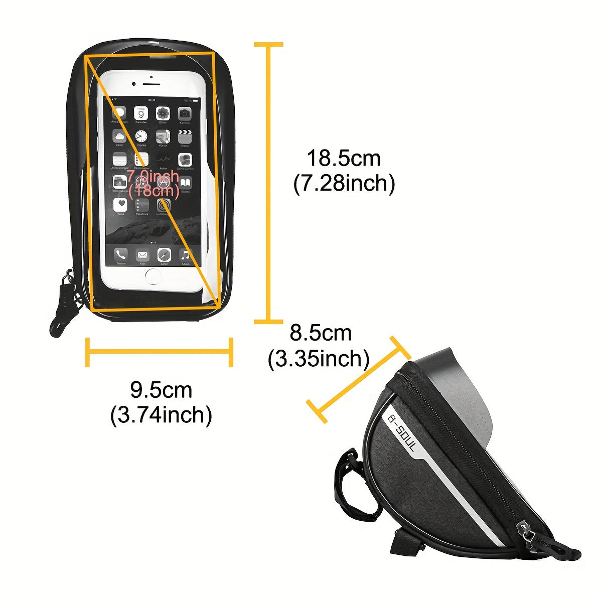 1pc B-SOUL Touch Screen Compatible Polyester Bike Bag, Adjustable Strap Mountain Bicycle Handlebar Pouch for Cycling