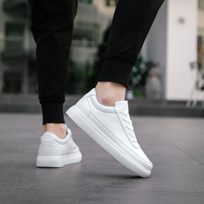 Lightweight Solid Skate Shoes - Men's Low Top Comfy Non Slip Casual Shoes - All Seasons Outdoor Walking Jogging Business Trip
