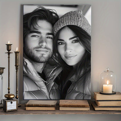 Customized Canvas Print Wall Art - Personalized Photo on Frameless Canvas, Stylish Monochrome Theme, Perfect Gift for Couples, Family, Friends - Ideal for Living Room, Bedroom, Kitchen Decor, Personalized Gifts
