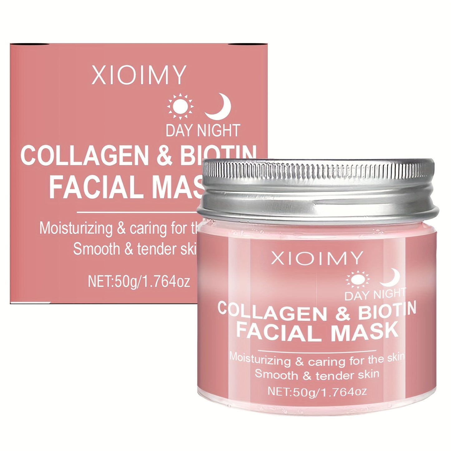 XIOIMY Collagen & Biotin Facial Mask - Hydrating Moisturizing Mask with Collagen Essence for All Light Beige Types, Hypoallergenic, Orange Scent, Daily & Nightly Use, Moisturizing Mask, Skincare, Smooth Texture, Antioxidant R