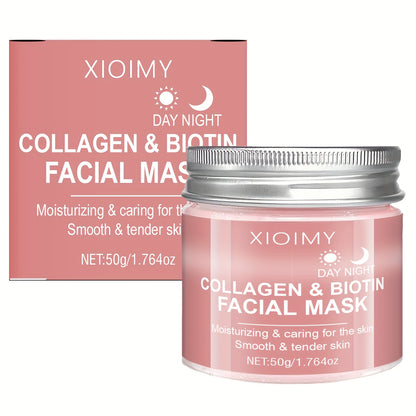 XIOIMY Collagen & Biotin Facial Mask - Hydrating Moisturizing Mask with Collagen Essence for All Light Beige Types, Hypoallergenic, Orange Scent, Daily & Nightly Use, Moisturizing Mask, Skincare, Smooth Texture, Antioxidant R