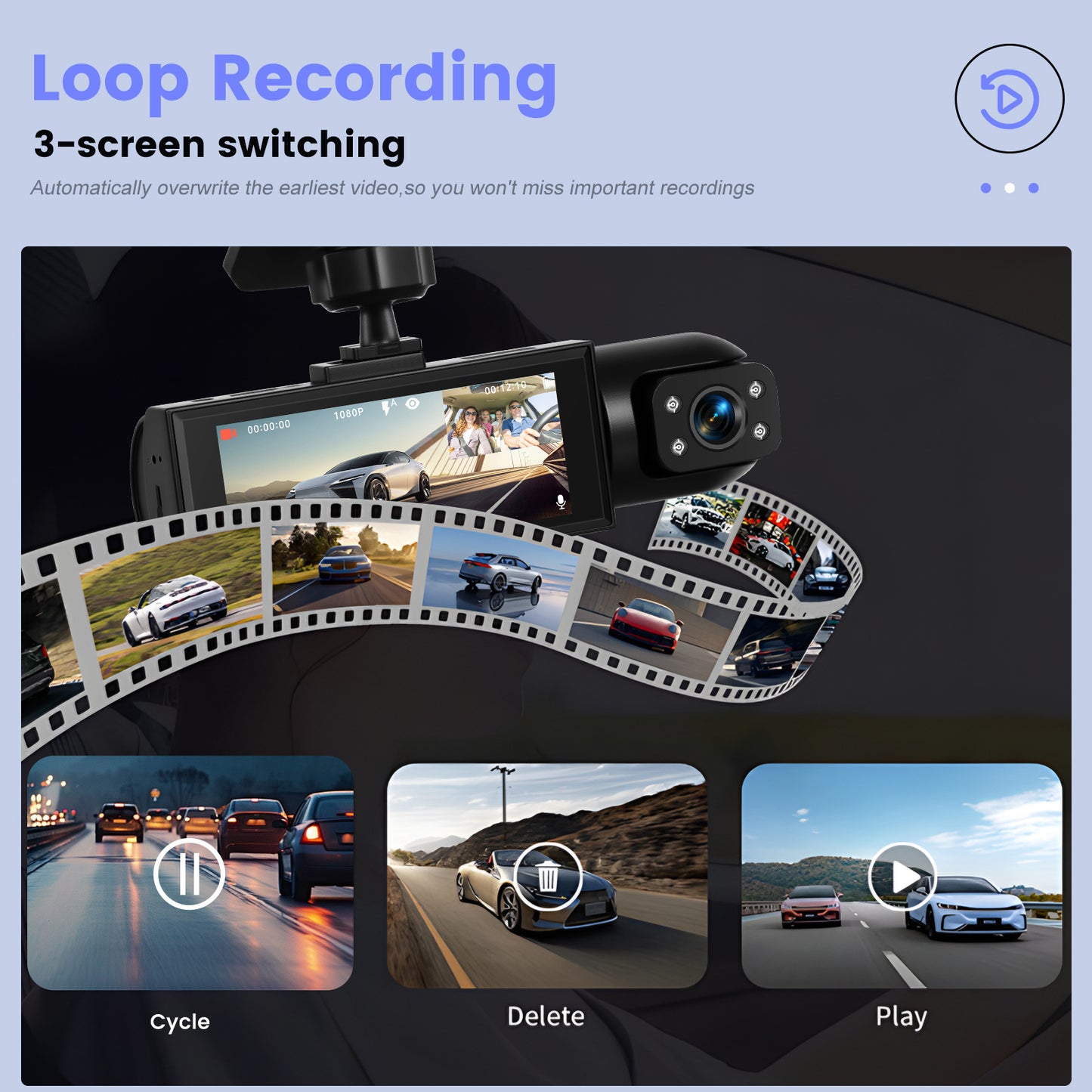 Podofo 2025 Latest 1080P Dual Dash Cam for Cars - Front & Inside Camera with 32GB Card, 8.03cm IPS Screen, IR Night Vision, 170° Wide Angle, Loop Recording, G-Sensor, Motion Detection, 24H Parking Mode - Perfect New Car, Hol