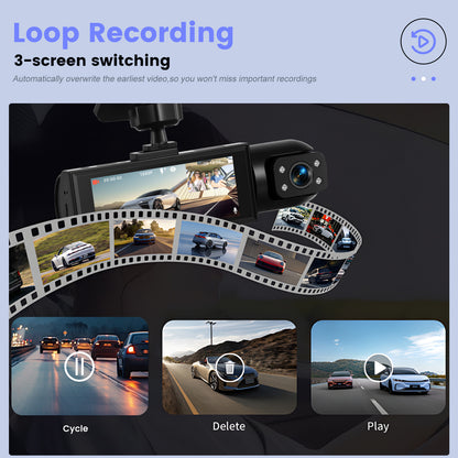 Podofo 2025 Latest 1080P Dual Dash Cam for Cars - Front & Inside Camera with 32GB Card, 8.03cm IPS Screen, IR Night Vision, 170° Wide Angle, Loop Recording, G-Sensor, Motion Detection, 24H Parking Mode - Perfect New Car, Hol