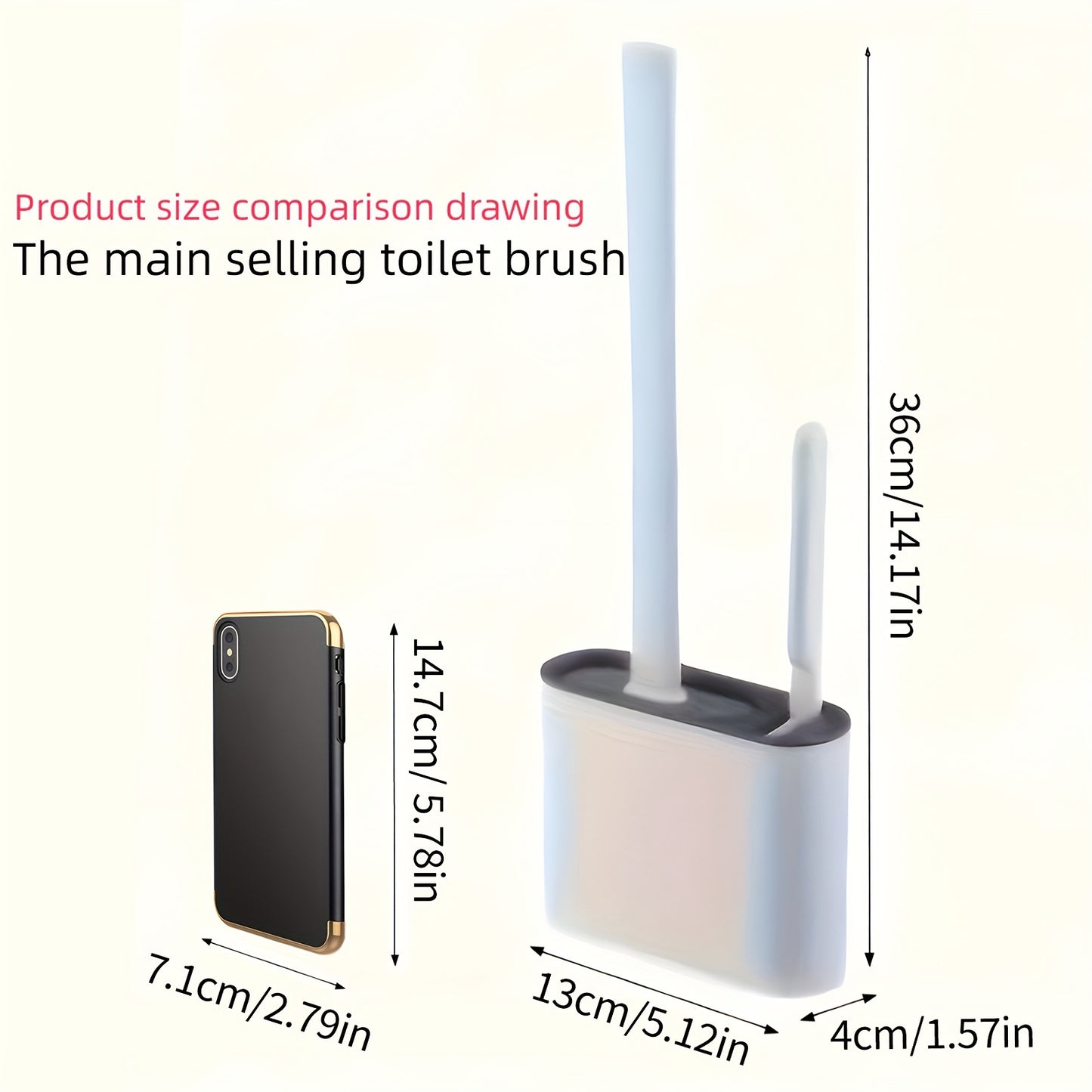 1 Set of 2 Toilet Brushes and 1 Toilet Seat, Wall-Mounted Toilet Brush, Silicone Soft Toilet Head, Long Handle Toilet Brush, Multi-Functional Household Cleaning Tool, Home Essentials