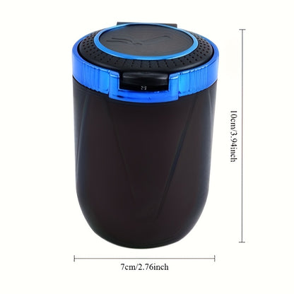 New Car Ashtray, Detachable Storage Box with One-Click Automatic Lid, Metal Lining