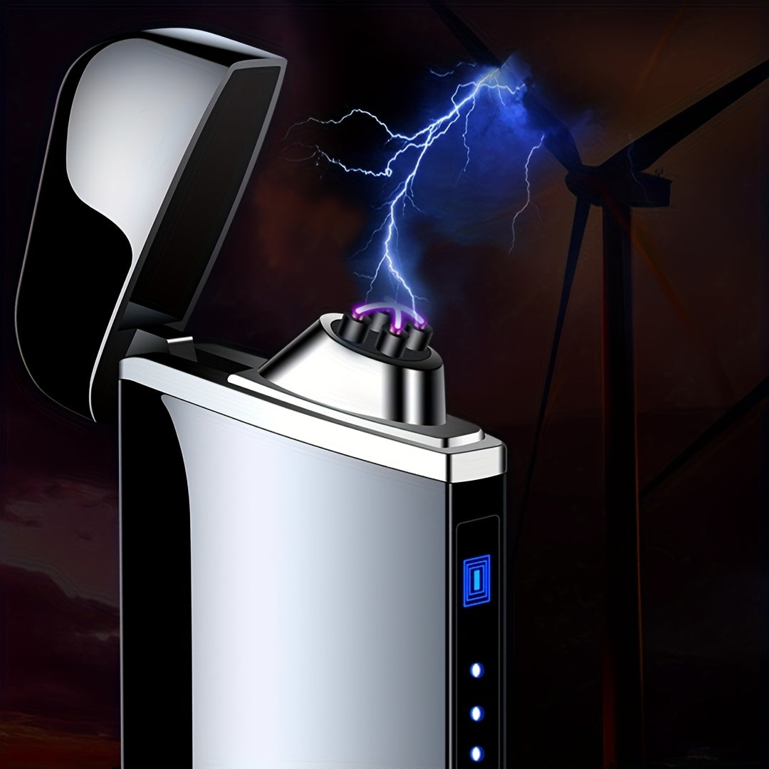 Rechargeable Electronic Windproof Burner, Dual Arc USB Plasma Flameless Burner for Outdoor Camping and BBQ Survival Kit - Perfect Valentine's Gift for Dad, Boyfriend, or Husband