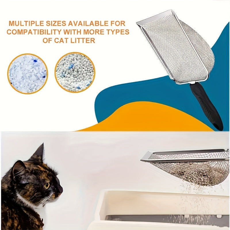 Durable Stainless Steel Cat Litter Scoop with Ergonomic Handle - Easy Clean, Efficient Pet Waste Shovel for Fine Litter - Ideal for Quick Cleanup After Pet Owners Spill their Litter, Cat Litter Scoop
