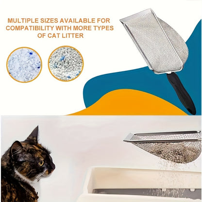 Durable Stainless Steel Cat Litter Scoop with Ergonomic Handle - Easy Clean, Efficient Pet Waste Shovel for Fine Litter - Ideal for Quick Cleanup After Pet Owners Spill their Litter, Cat Litter Scoop