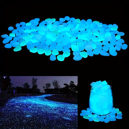 100pcs Glow-in-the-Dark Resin Mini Pebbles - Blue & Green Glowing Stones for DIY Crafts, Garden Pathways, Aquarium Decor, and Festive Outdoor Displays, Garden Decorations, Aquarium Ornaments, Festive Display Stones, Durable D