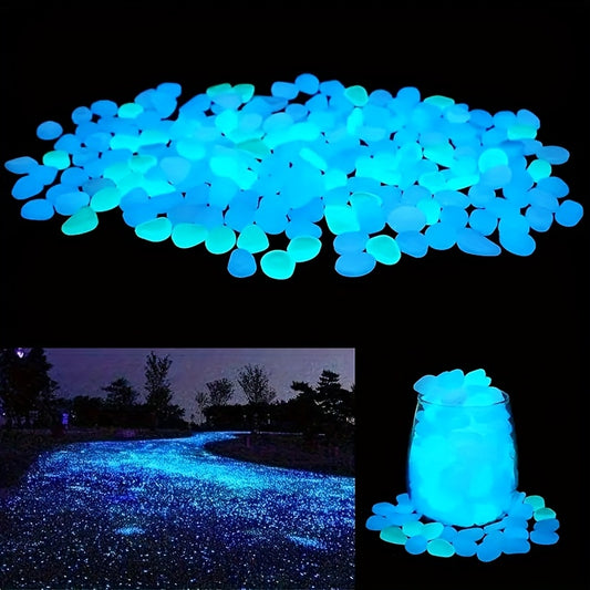100pcs Glow-in-the-Dark Resin Mini Pebbles - Blue & Green Glowing Stones for DIY Crafts, Garden Pathways, Aquarium Decor, and Festive Outdoor Displays, Garden Decorations, Aquarium Ornaments, Festive Display Stones, Durable D